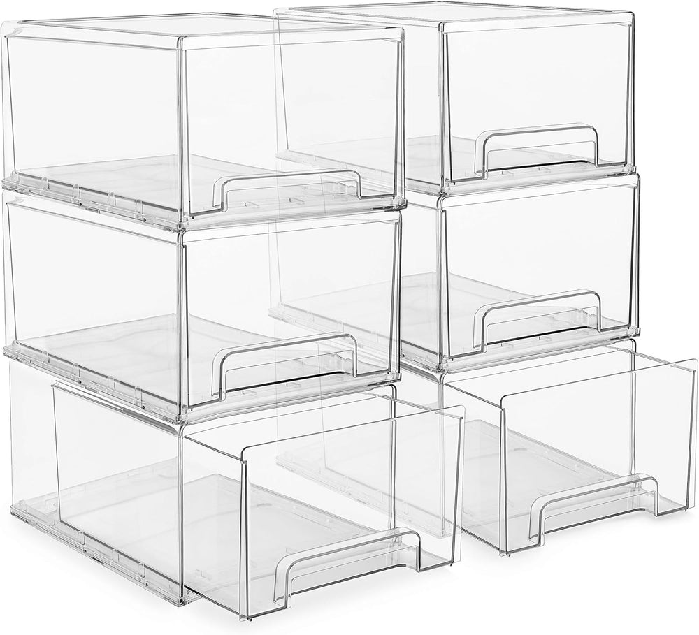 Sorbus Clear Storage Drawers for Refrigerator (Wide + Narrow Deep, 6 Pack)