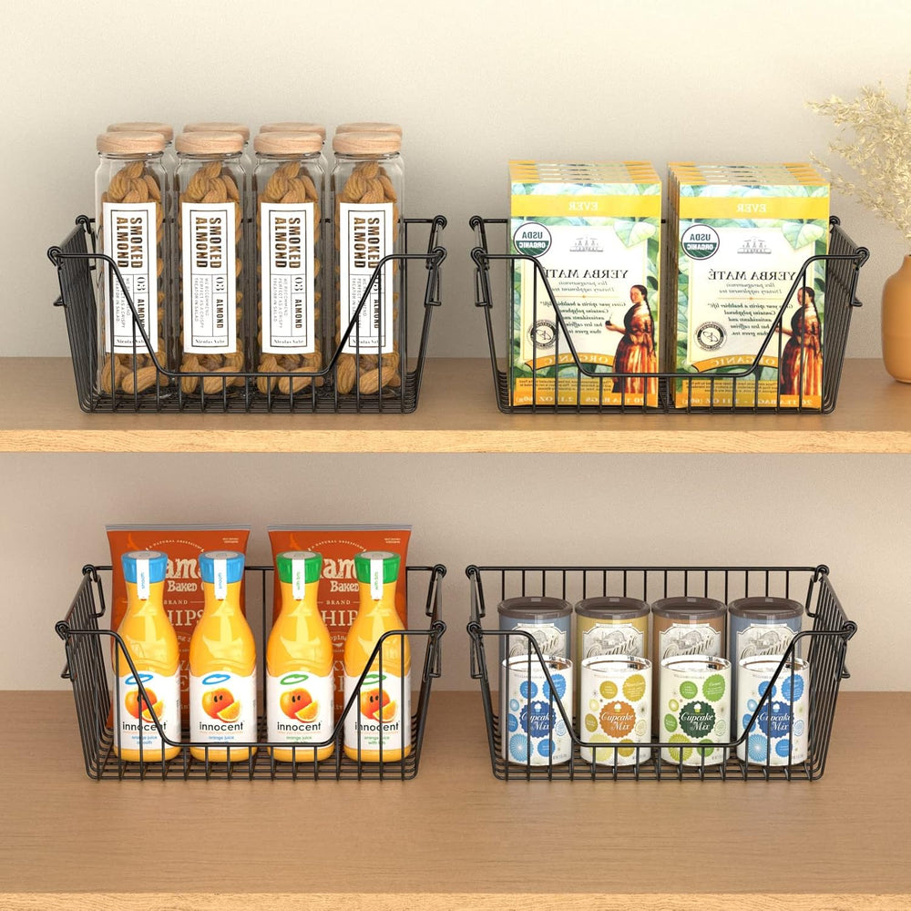 Slideep Wire Storage Baskets for Organizing, 4 Pack 14'' Stacking Met...