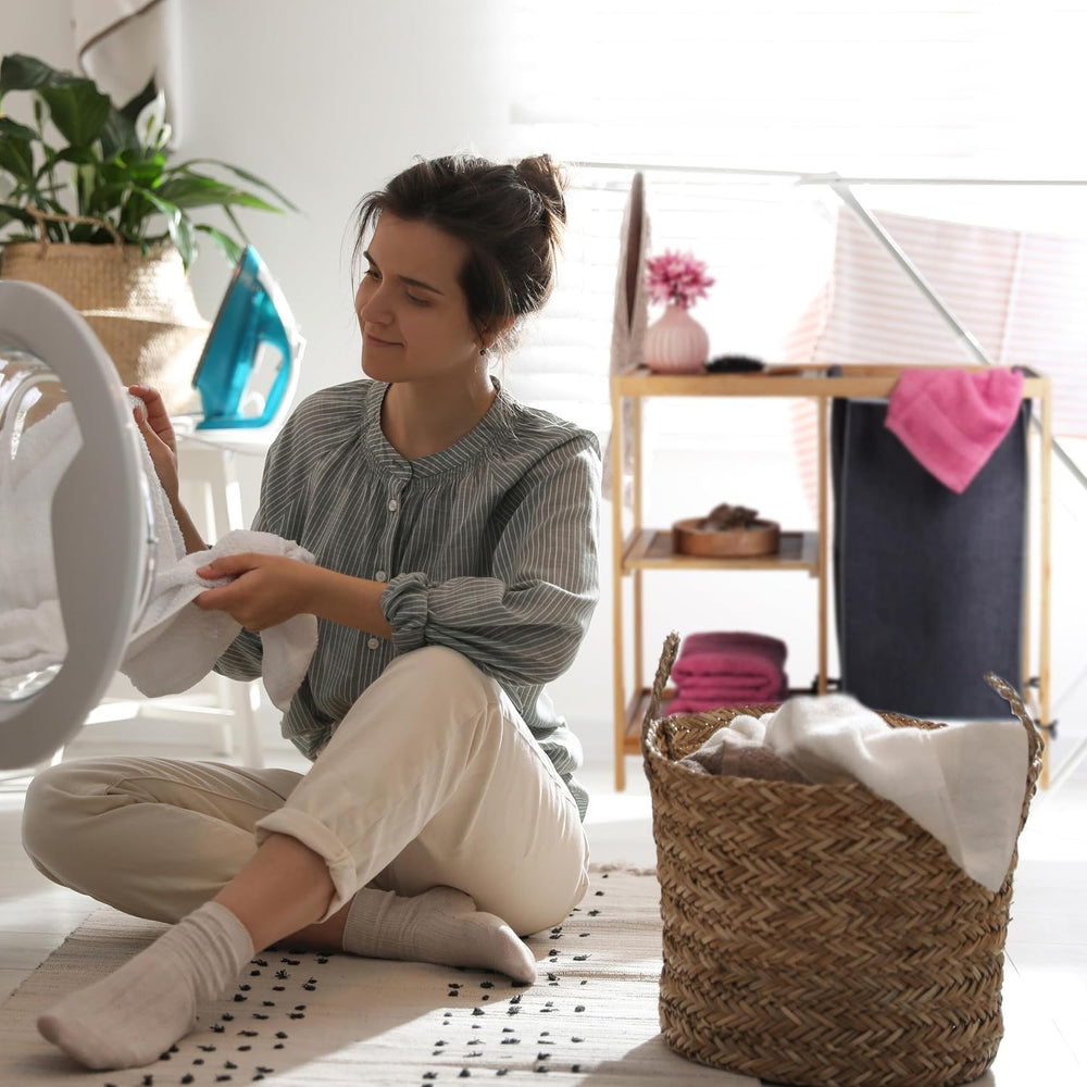 Relaxdays Bamboo Laundry Basket, 3 Shelves, Removable Fabric Bag, H x W x D: ...