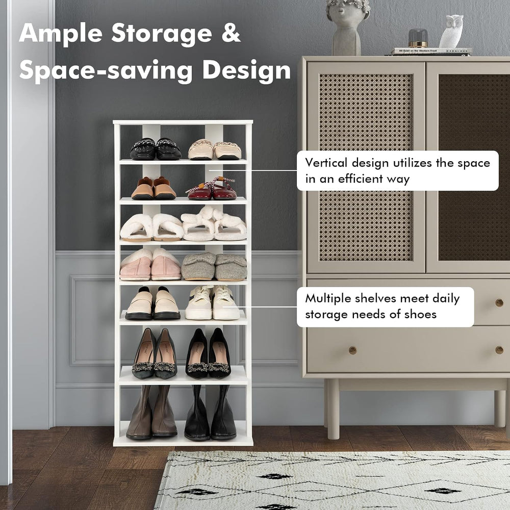 COSTWAY 7 Tiers Shoe Rack, Patented Shoe Organizer (White)