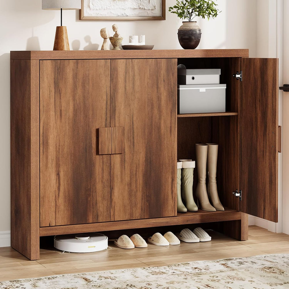 ONBRILL Large Shoe Cabinet with 3 Doors & Adjustable Shelves(Vintage Brown)