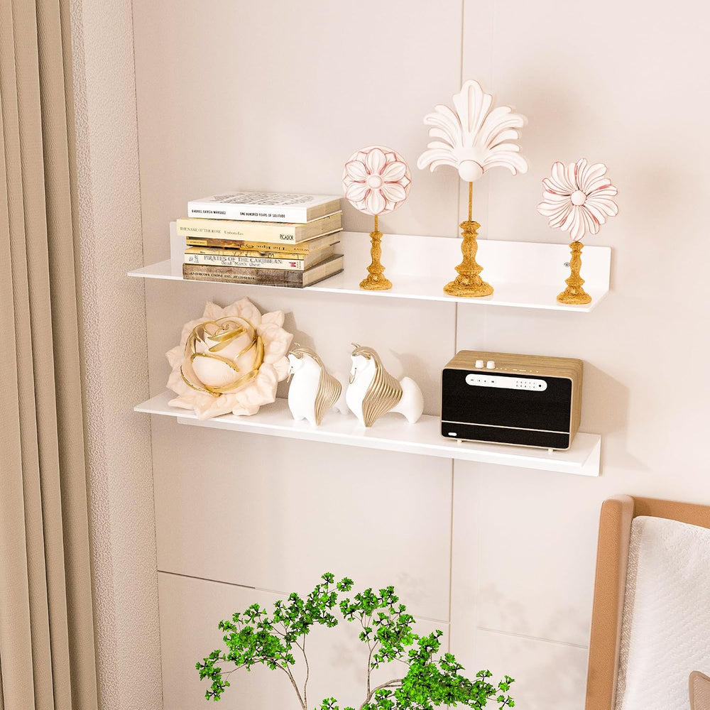 Sezanrpt 30 Inch White Floating Shelves for Wall Décor, Acrylic Storage Wall ...
