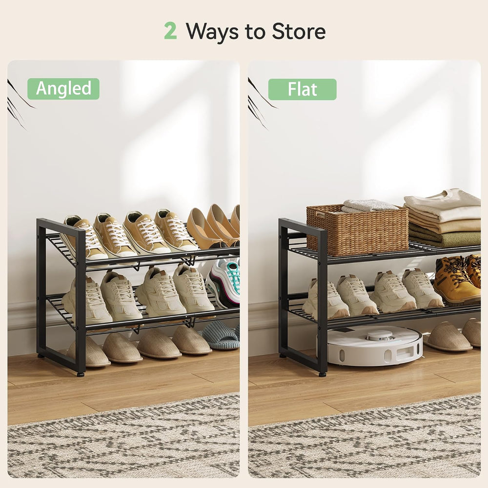 Nunsino 2-Tier Shoe Rack,Metal Shoe Organizer for Entryway,Closet&Garage