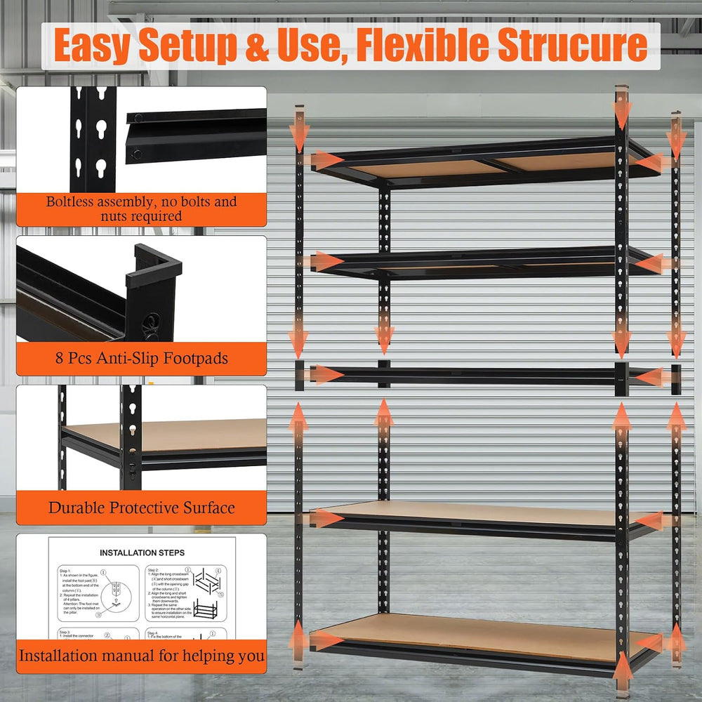 Heavy Duty Garage Shelving Units,5-Tier Adjustable Storage Shelves