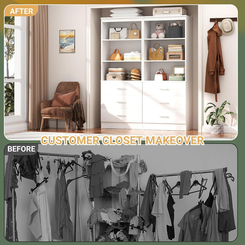 Aheaplus 47.2" Closet Drawers System, Closet System with 3 Drawers, White