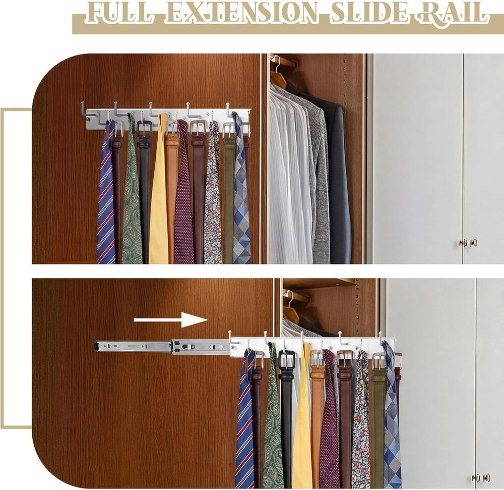 Blulu 2 Pcs 13.8'' Sliding Tie Rack Hangers for Closet, 9 Tie Each, S...
