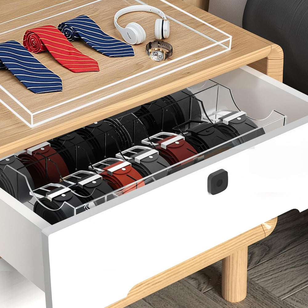 Large Acrylic Belt Organizer with Dust Lid, Clear Belt Storage for Closet and...