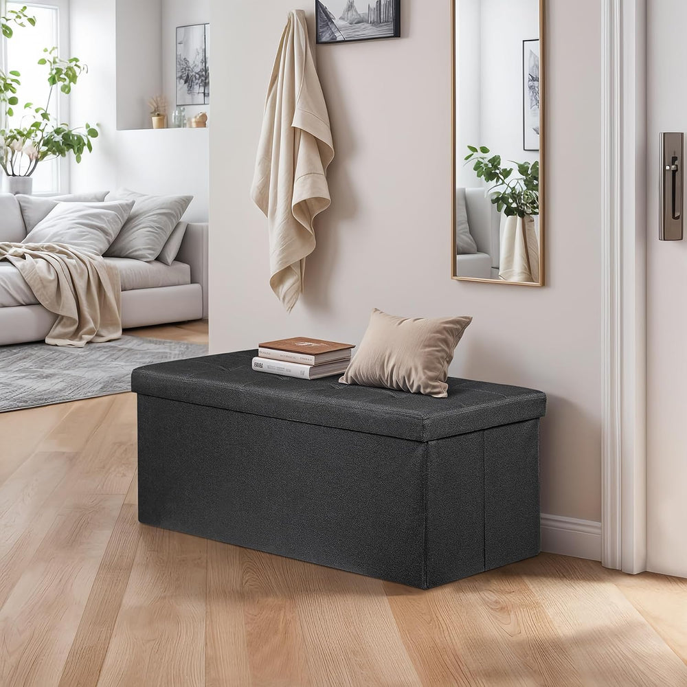 SUPER DEAL 43 Inches Storage Ottoman Bench, Folding Footrest with Padded Seat...