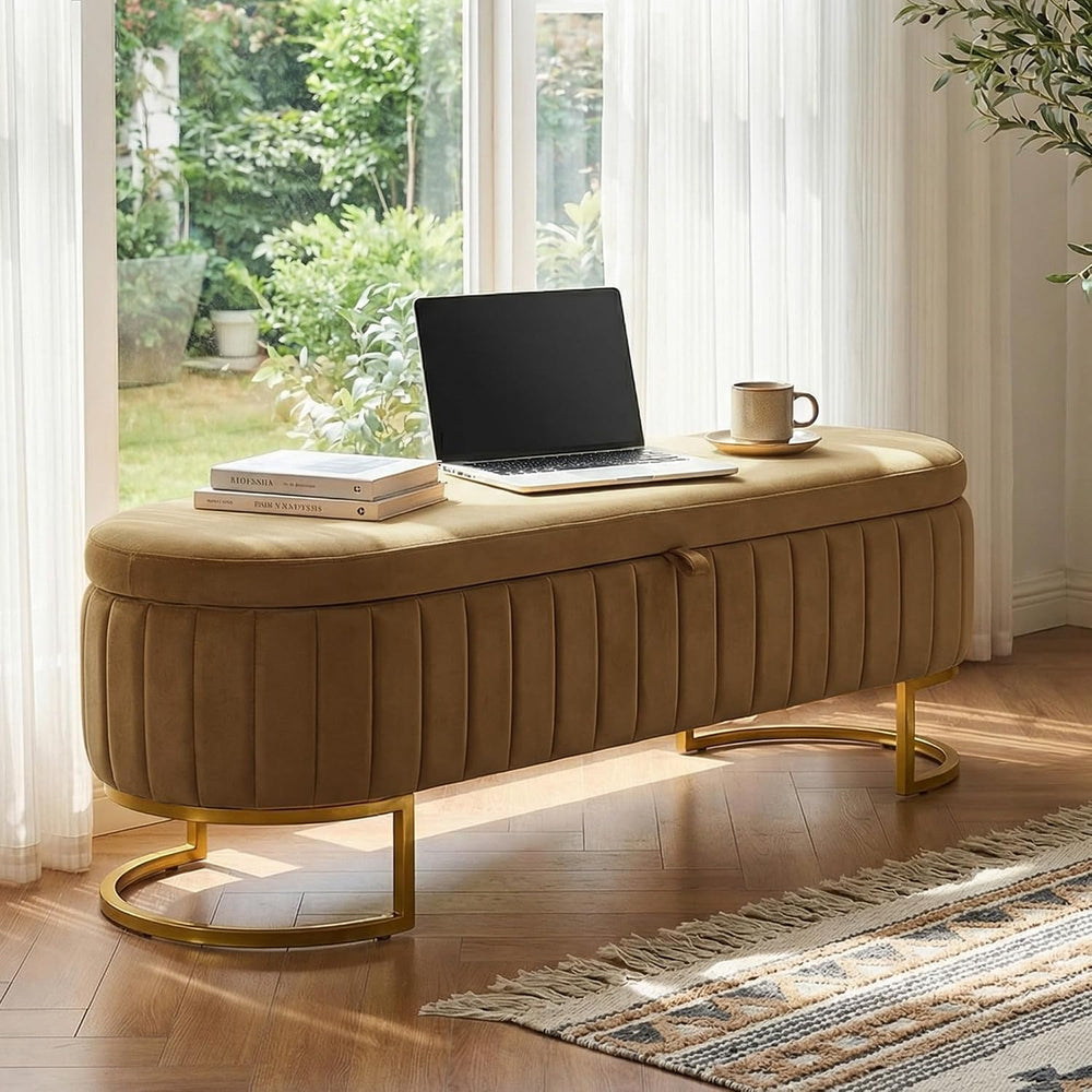 65" Velvet Storage Ottoman Bench End of Bed for Bedroom Entryway Coffee