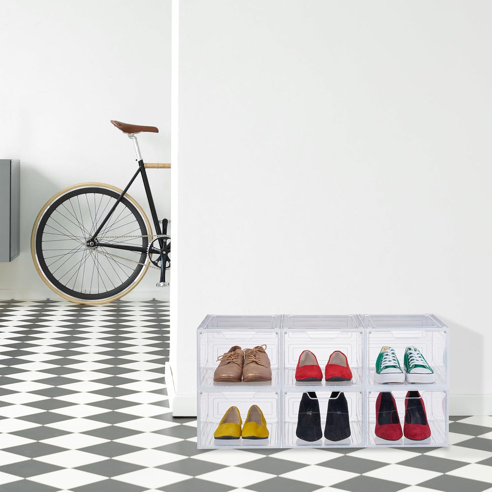 Relaxdays Set of 6 Shoe Storage Boxes, with Door, Stackable, for Footwear up ...
