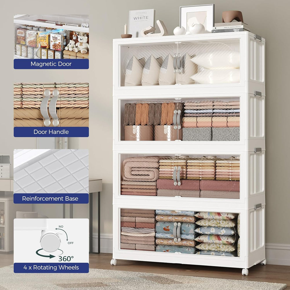200Gal/800QT 5-Tiers Extra Large Stackable Storage Bins with Lid, Collapsible...
