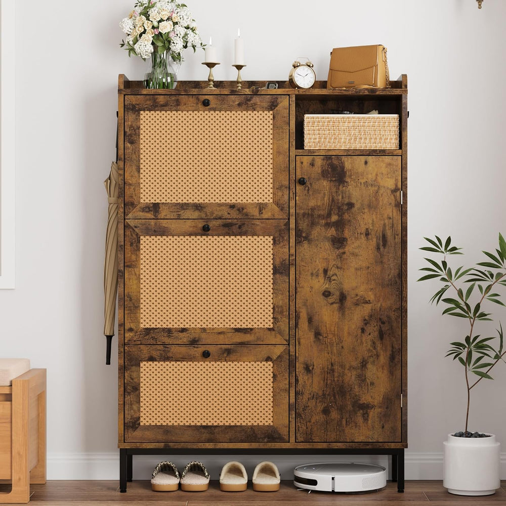 Garvee Shoe Cabinet with 3 Flip Drawers and 4-Tier Shoe Storage Cabinet, Free...
