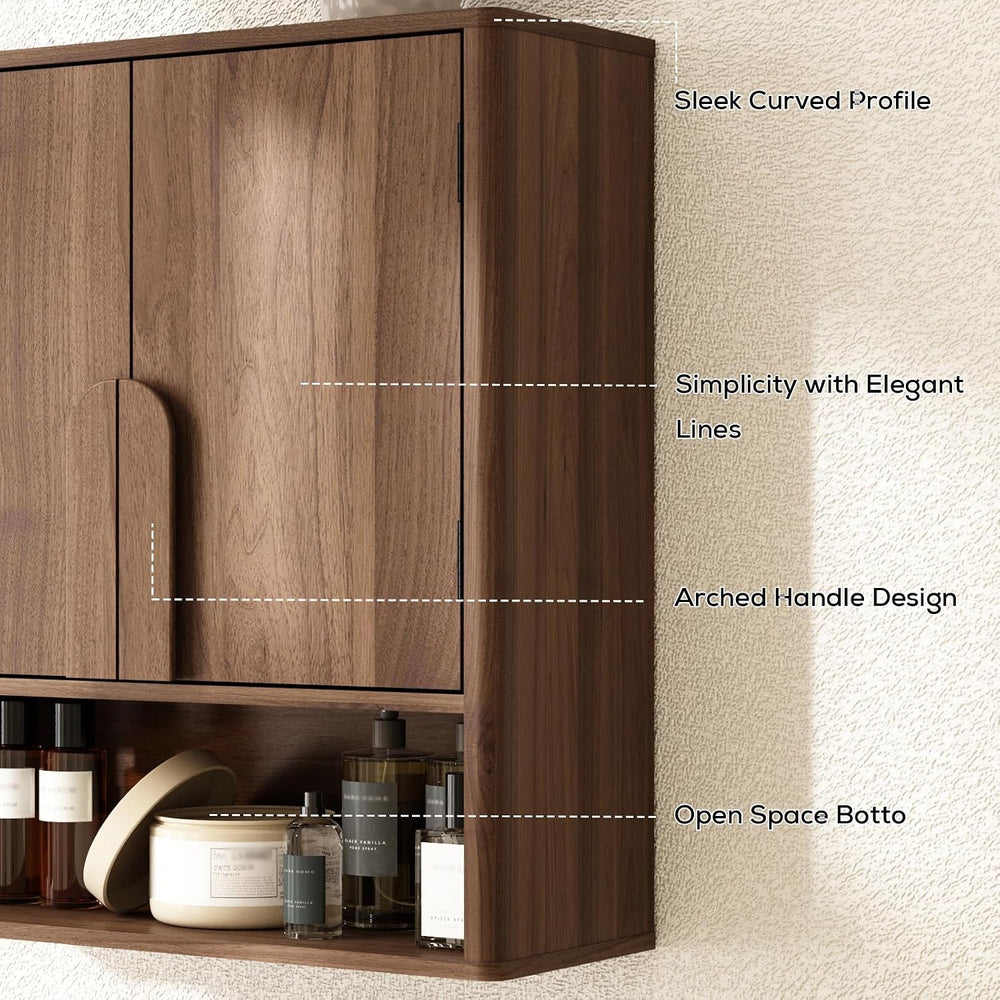 RUSTOWN Wall Mounted Bathroom Cabinets with Rounded Edges & Curved Handles
