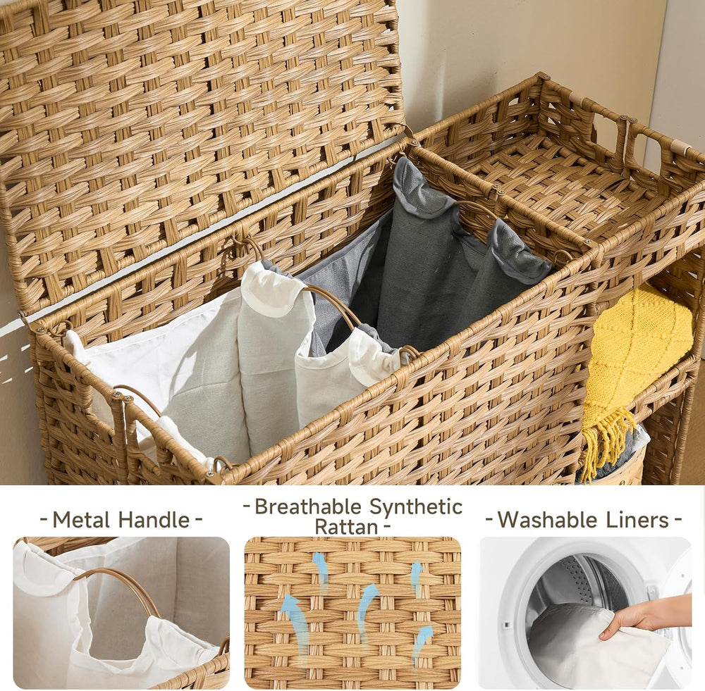Laundry Hamper with Wheels, 42.3 Gal.(160 L) Laundry Sorter with Shelves, Rat...