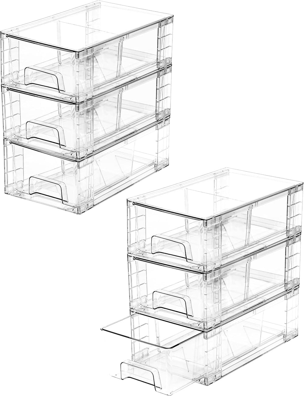 6 Pack Stackable Storage Drawers,Plastic Organizers Bins, Drawers Storage wit...