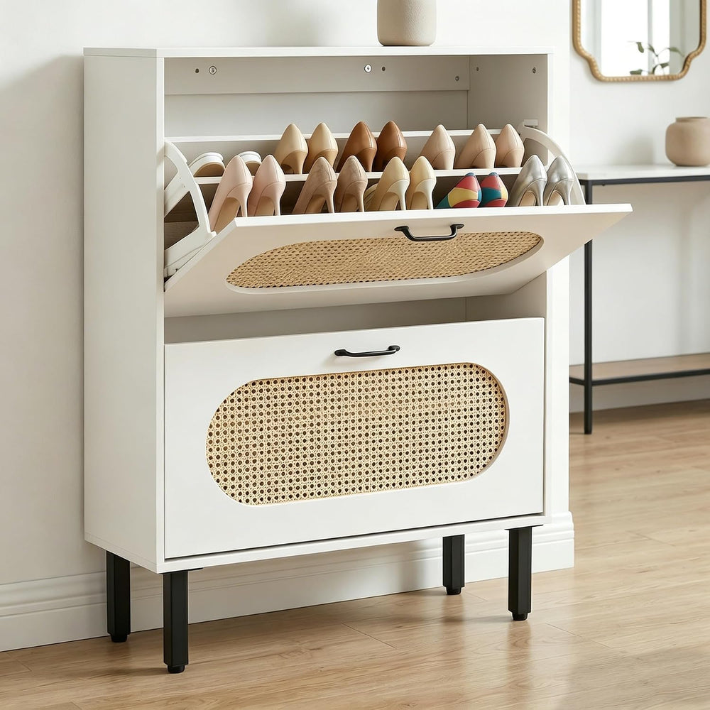 Crownland Shoes Storage Cabinet, Shoe Storage Organizer with 2 Flip-Out Drawe...