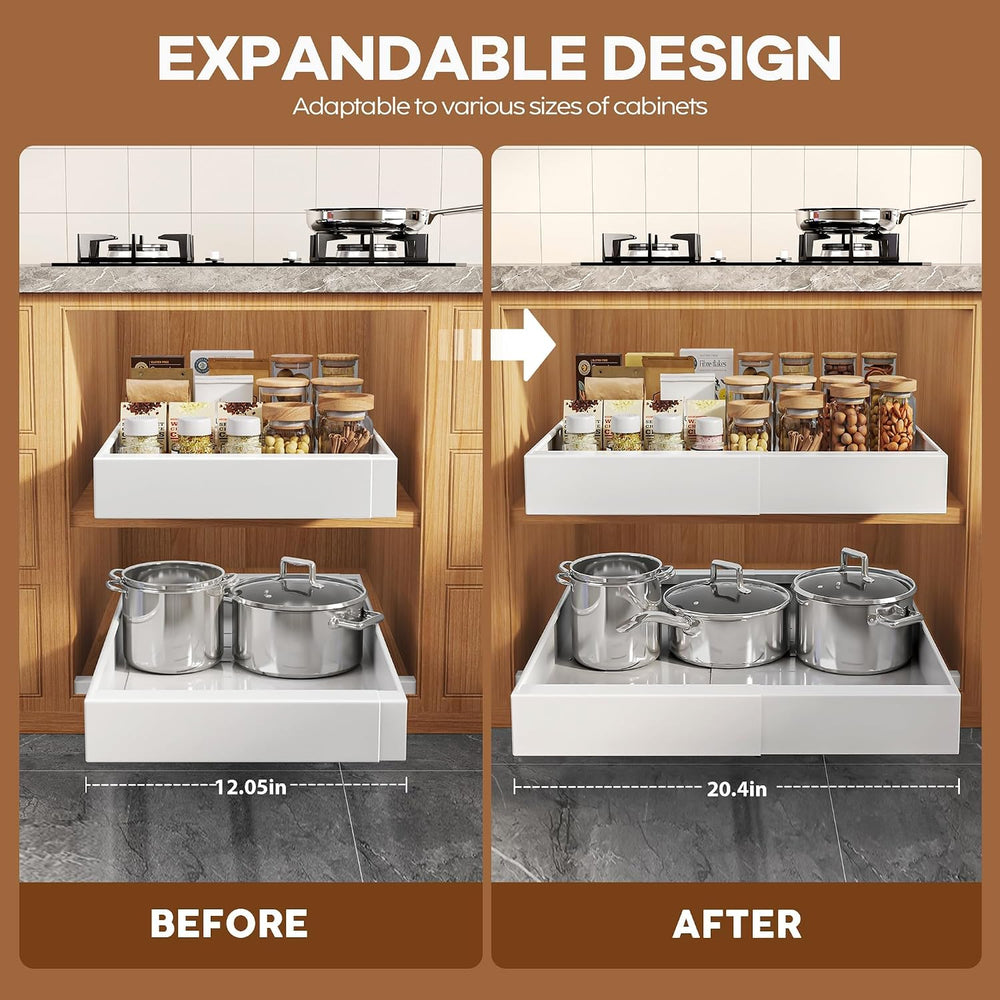 Seinloes 2Pack Expandable Pull Out Cabinet Organizer 21"Deep With Raisin...