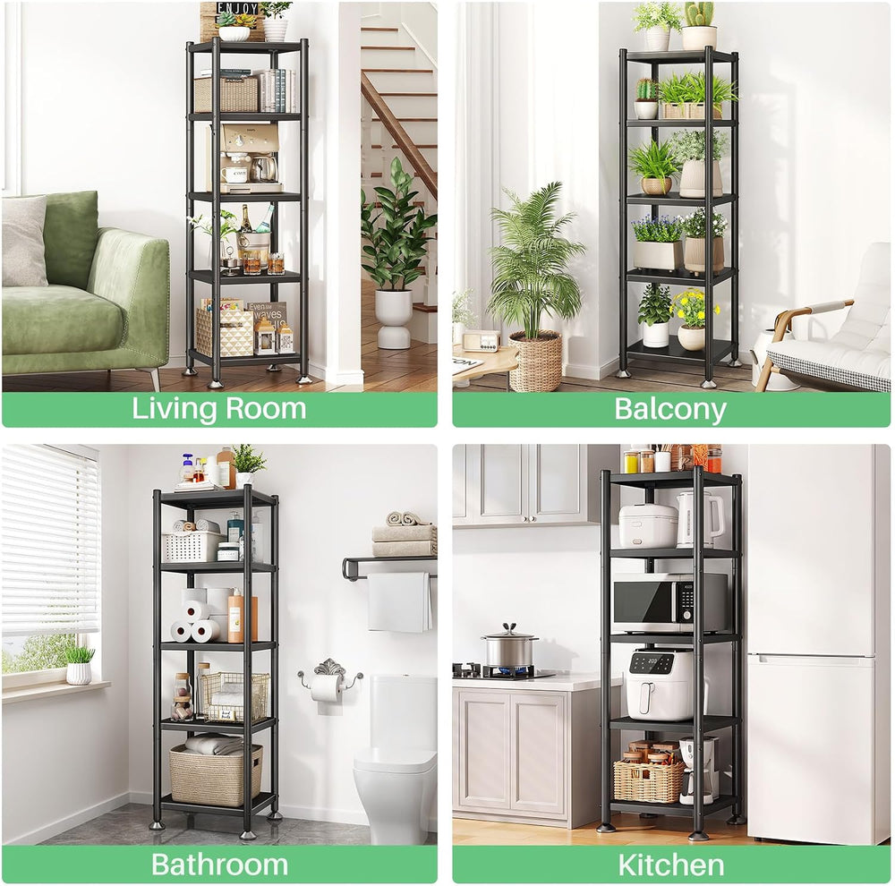 PXRACK 5-Tier Kitchen Storage Shelves, Adjustable Metal Shelves for Storage P...