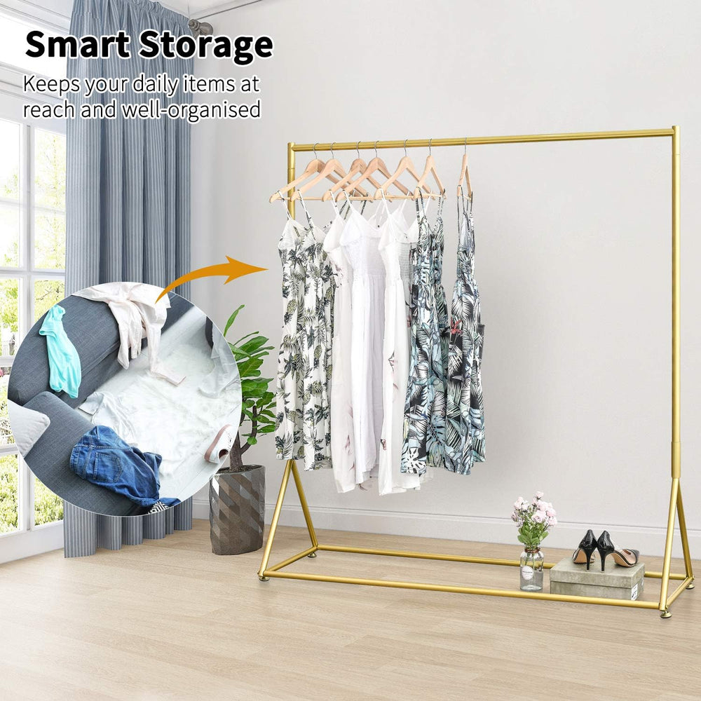 Gold Pipe Clothing Racks Freestanding, Modern Metal Clothes Rack Heavy Duty, ...