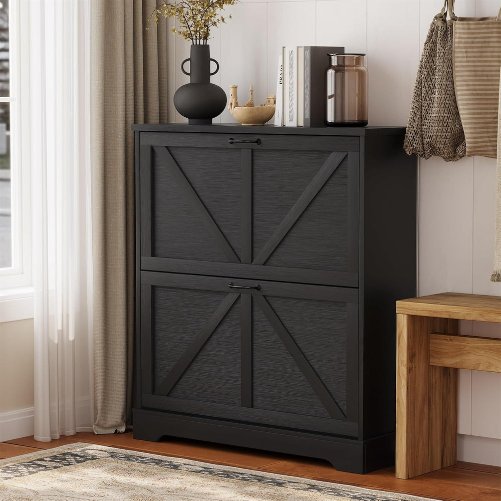 Semiocthome Farmhouse Shoe Storage Cabinet with 2 Flip Drawers, 31.5"(W)...