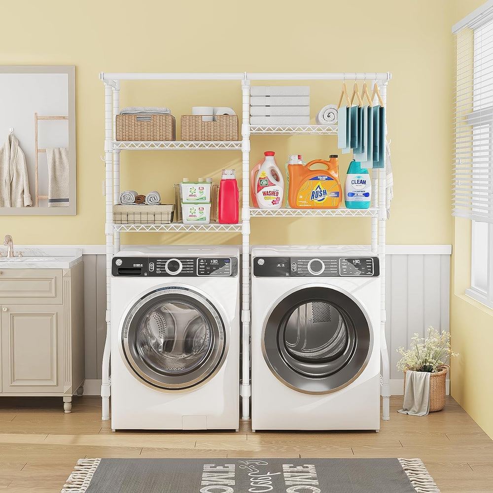 ULIFHOME U14 Medium Over the Washer and Dryer Shelves, 4 Tiers Laundry Room S...