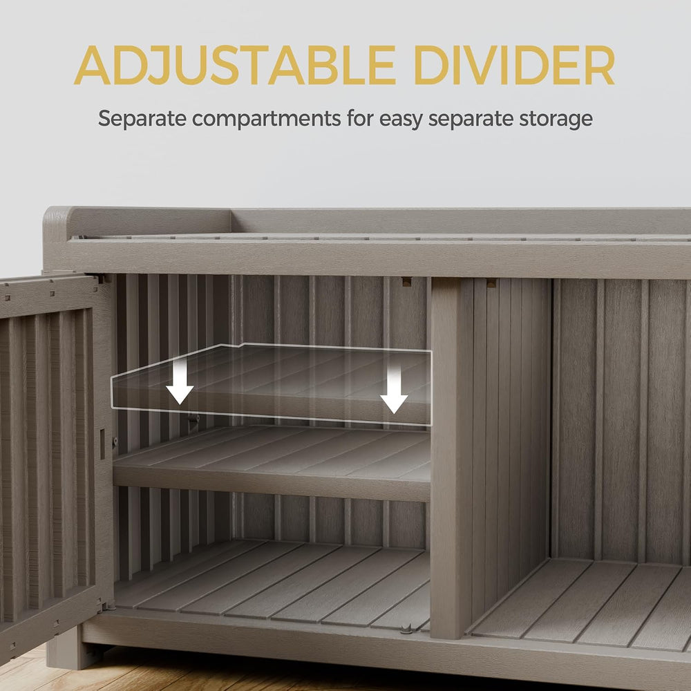 Storage Bench - Waterproof Resin Shoe Bench with Adjustable Shelves - Indoor ...