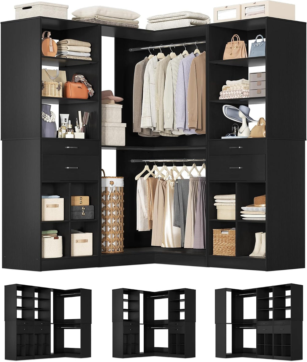 Besiost Closet System with 4 Drawers, 53.5"*53.5"/ 31.5"*75.5&...