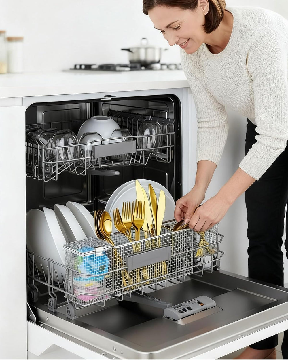 3-in-1 Dishwasher Silverware Basket Set, 304 Stainless Steel