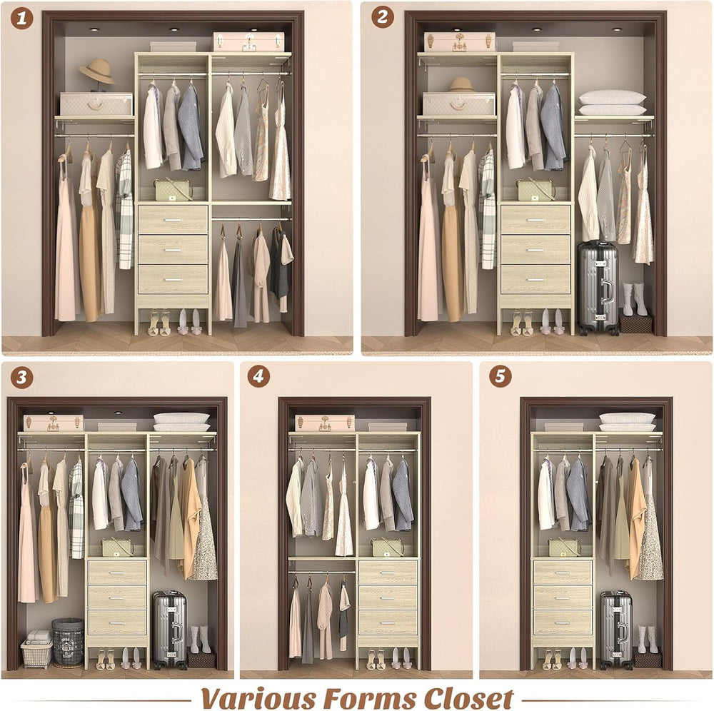 Besiost 4FT Small Closet System with 3 Fabric Drawers, 48'' Closet Or...