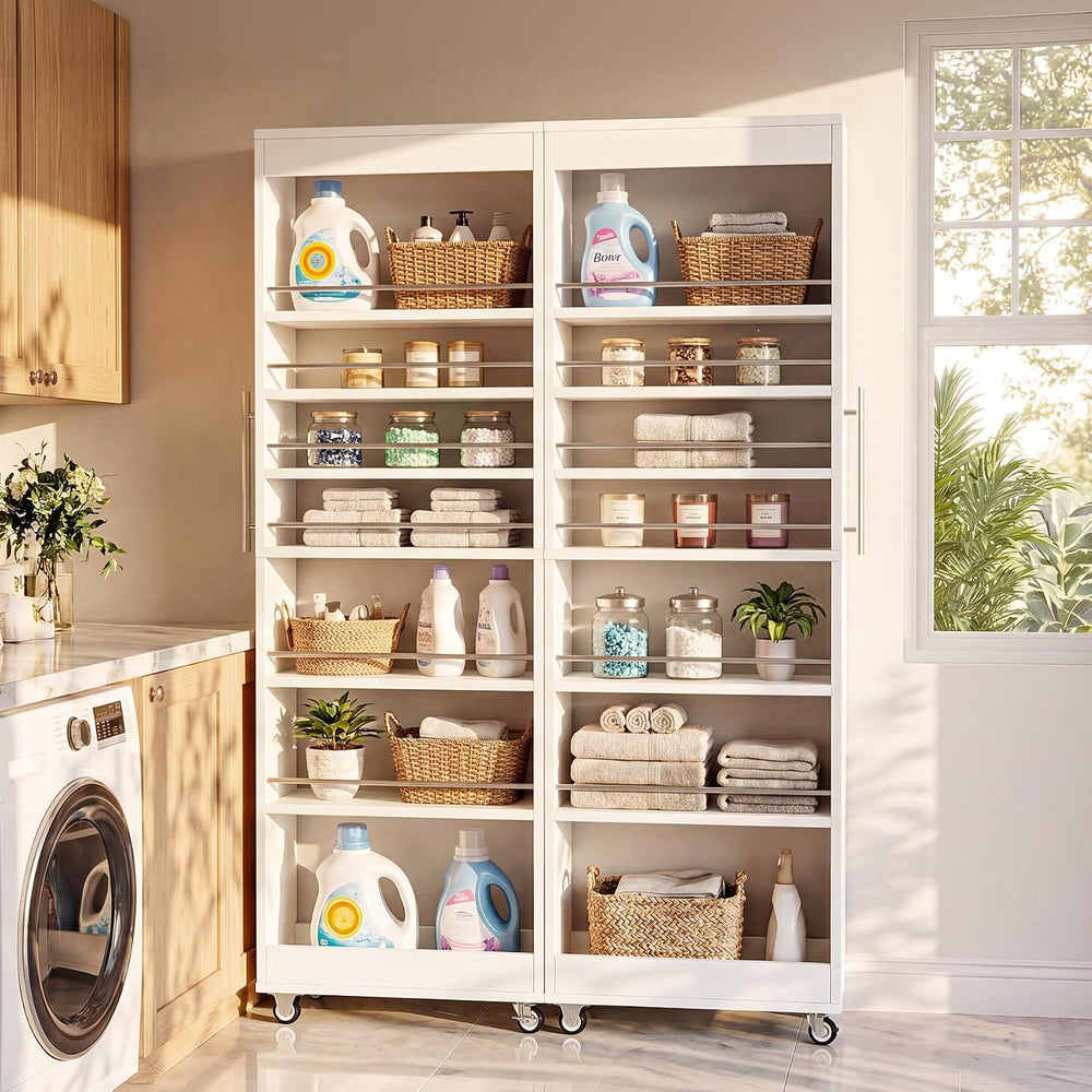 Tribesigns 73" Tall Slim Storage Cart on Rubber Wheels, 7-Tier Narrow Pa...