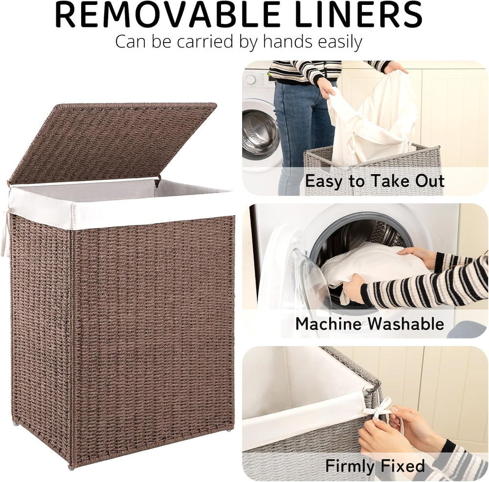 OIAHOMY Laundry Hamper with Lid, 90L(23.8 Gal) Large Wicker Laundry Basket fo...