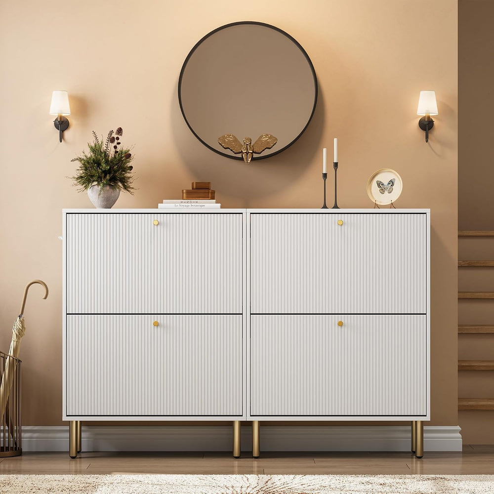 Nicetree Shoe Storage Cabinet for Entryway - 2 Flip Drawers Shoe Cabinet with...