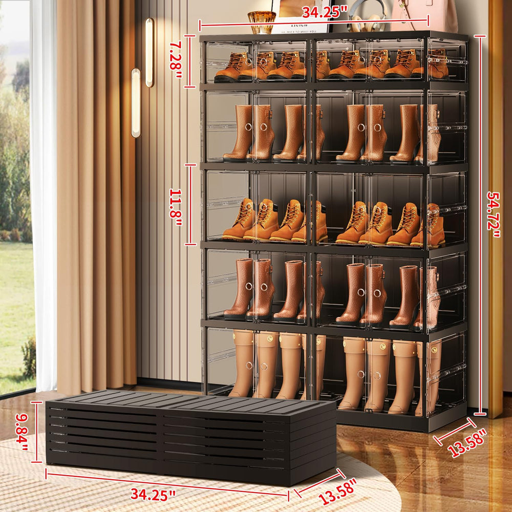 CIMLORD 5-Tier Foldable Shoe Rack Organizer for Boots, 20 Pairs, Black