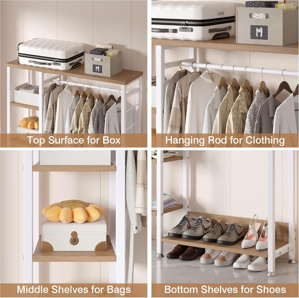 VECELO Open Garment Clothing Rack, Free-Standing Heavy Duty Storage Closet wi...