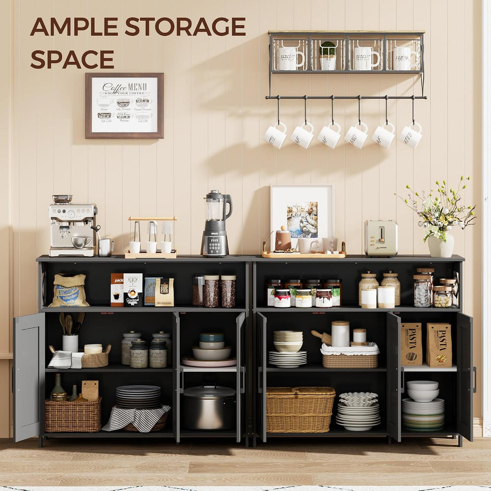 Farmhouse Coffee Bar Cabinet, Kitchen Storage Cabinet, Black
