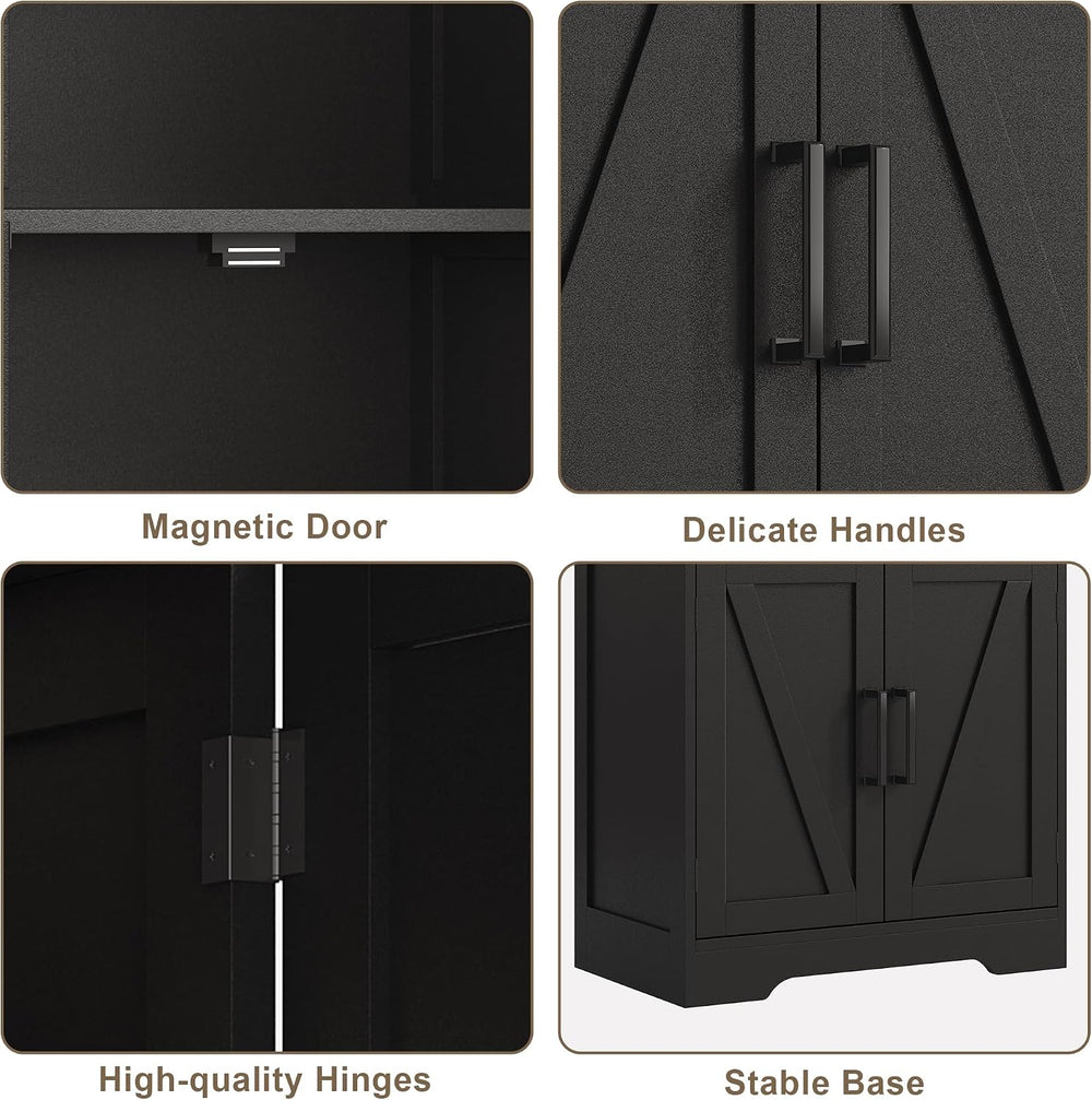 Treocho Farmhouse Bathroom Floor Cabinet with Adjustable Shelves