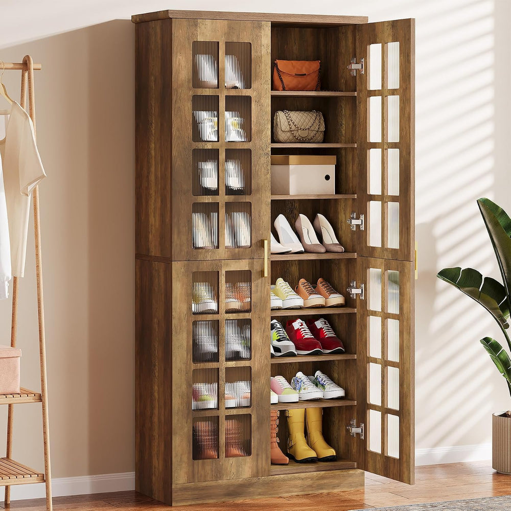 Tribesigns Tall Shoe Cabinet with Doors, 8-Tier Shoe Storage with Adjustable ...