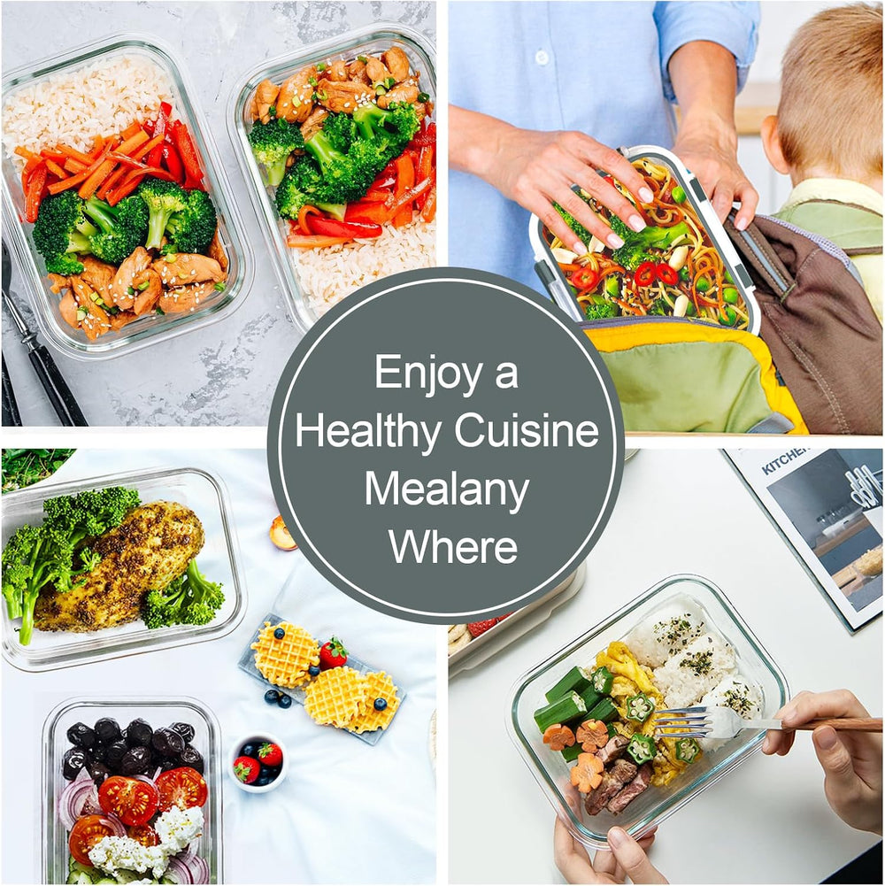VERONES 10 PACK 22 OZ Glass Meal Prep Containers Set with Lids, Grey