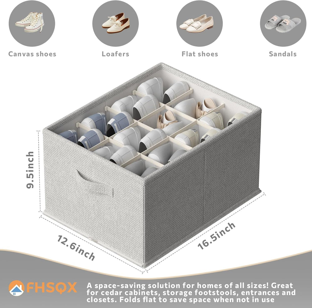 FHSQX 4 Pack Shoe Organizer for Closet,Foldable Shoe Organizer,Fits up to 48 ...