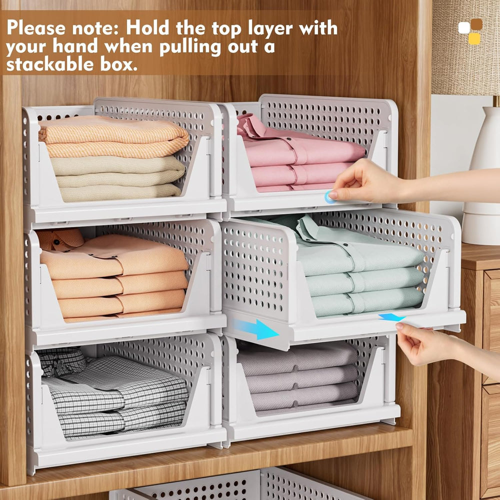 8 Pack Closet Organizers and Storage, Stackable & Foldable Closet Bins