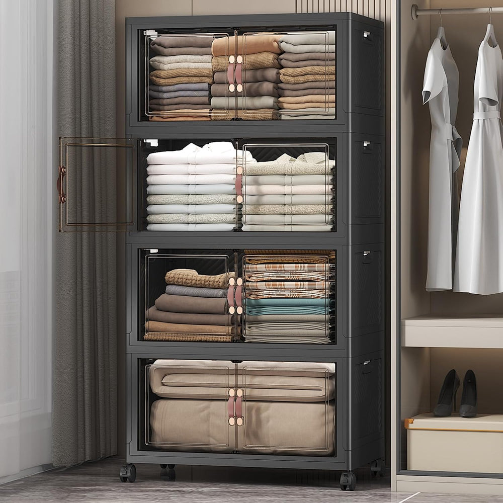 UAMFURI Stackable Storage Bins, 480QT Collapsible Drawers with 1 Lid