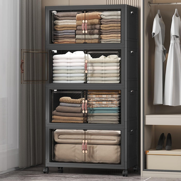 UAMFURI Stackable Storage Bins, 480QT Collapsible Drawers with 1 Lid