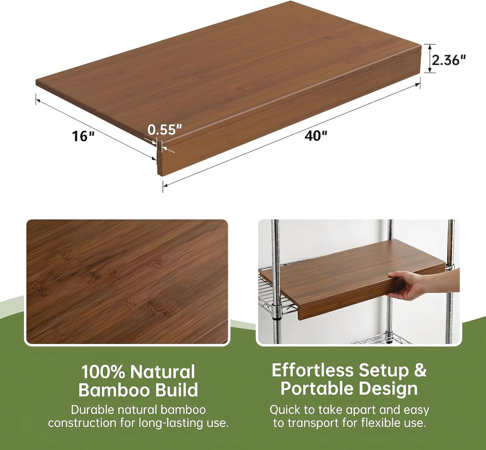 Wire Shelf Covers, Bamboo Wire Rack Covers (4PCS, 40" W x 16" D) Wa...