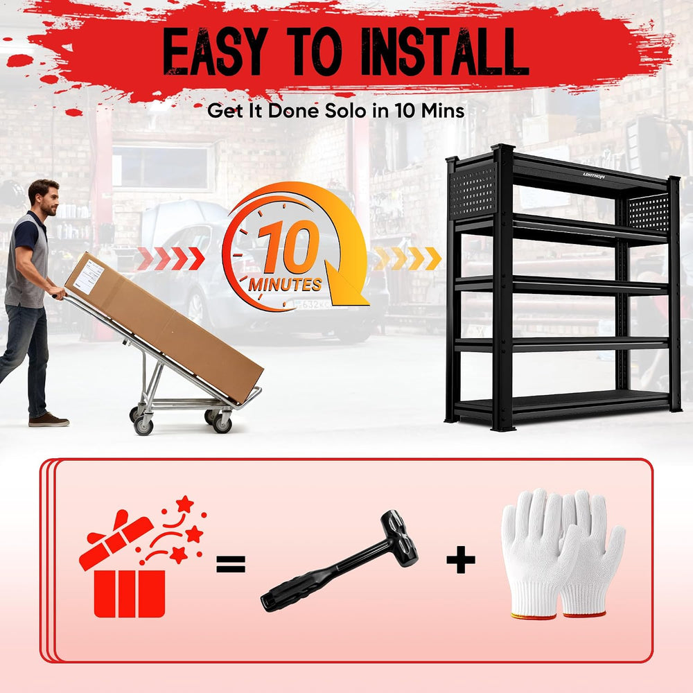 LDHTHOPI 72.2''H Garage Shelving, 5000lb Adjustable Storage Shelves, ...