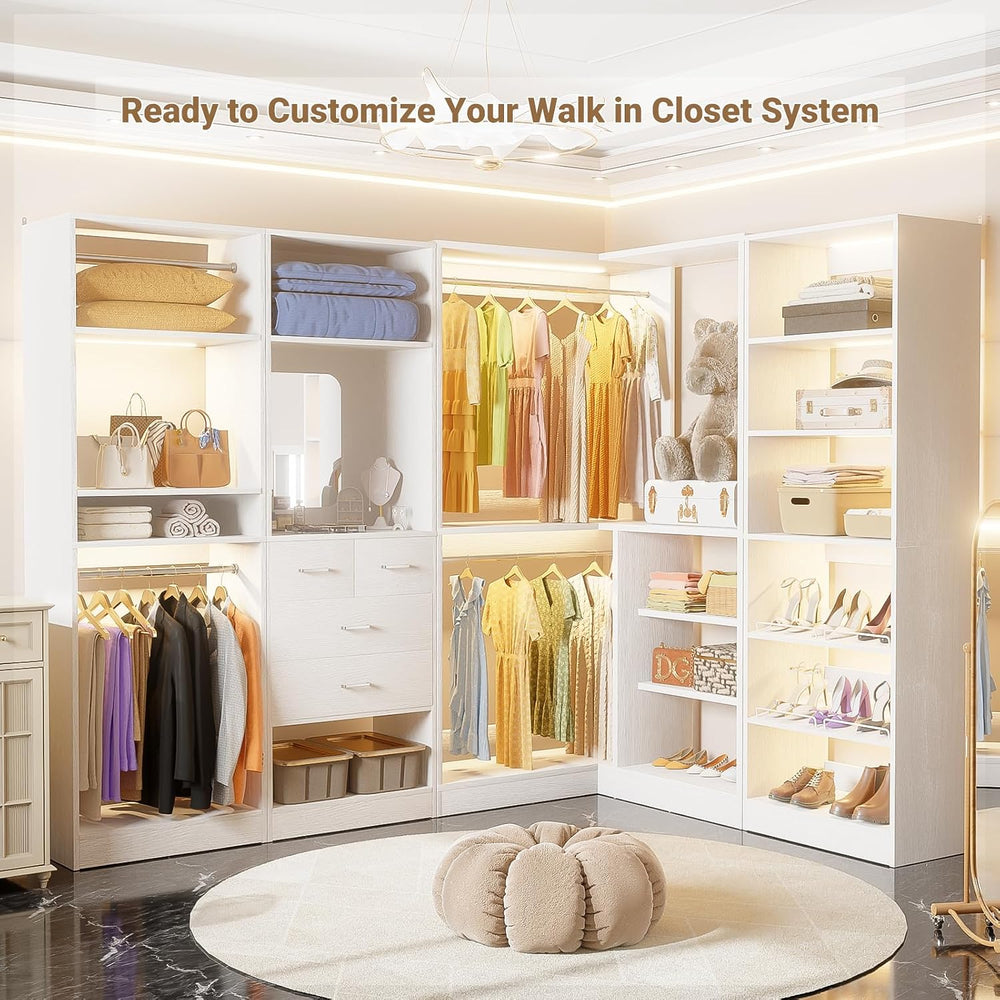 Unikito 36" Corner Closet System with Shelves, L Shape Closet Organizer