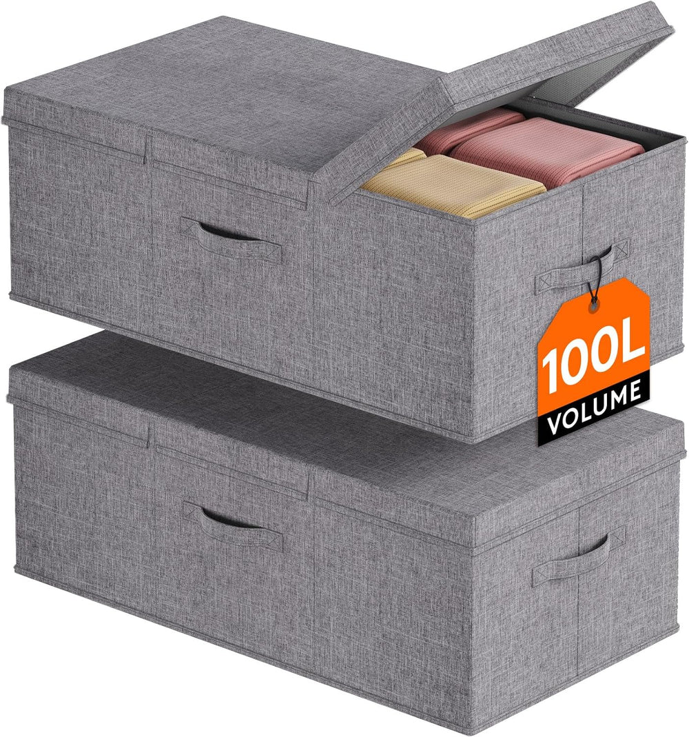 Lifewit 100L Under Bed Storage Containers, 11.8 Inch Tall Underbed Clothes St...