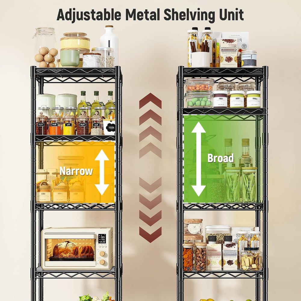 15.8"W 5-Tier Narrow Wire Shelving, Adjustable shelf, for Kitchen