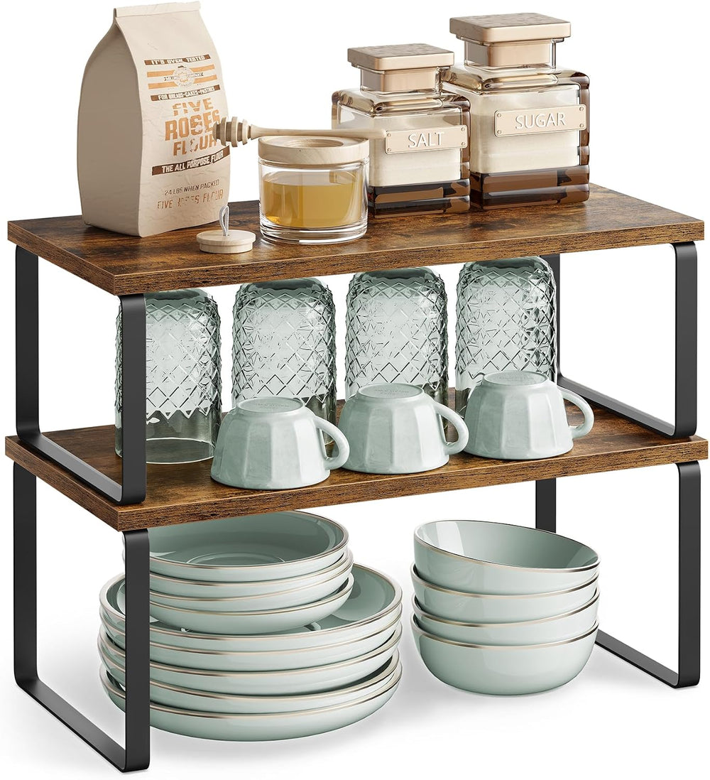SONGMICS Cabinet Organizer Shelf, Set of 4 Spice Rack, Kitchen Storage
