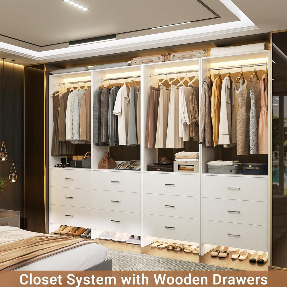 Aheaplus Closet System Closet Organizer, 7.2FT Closets, Set of 4，White