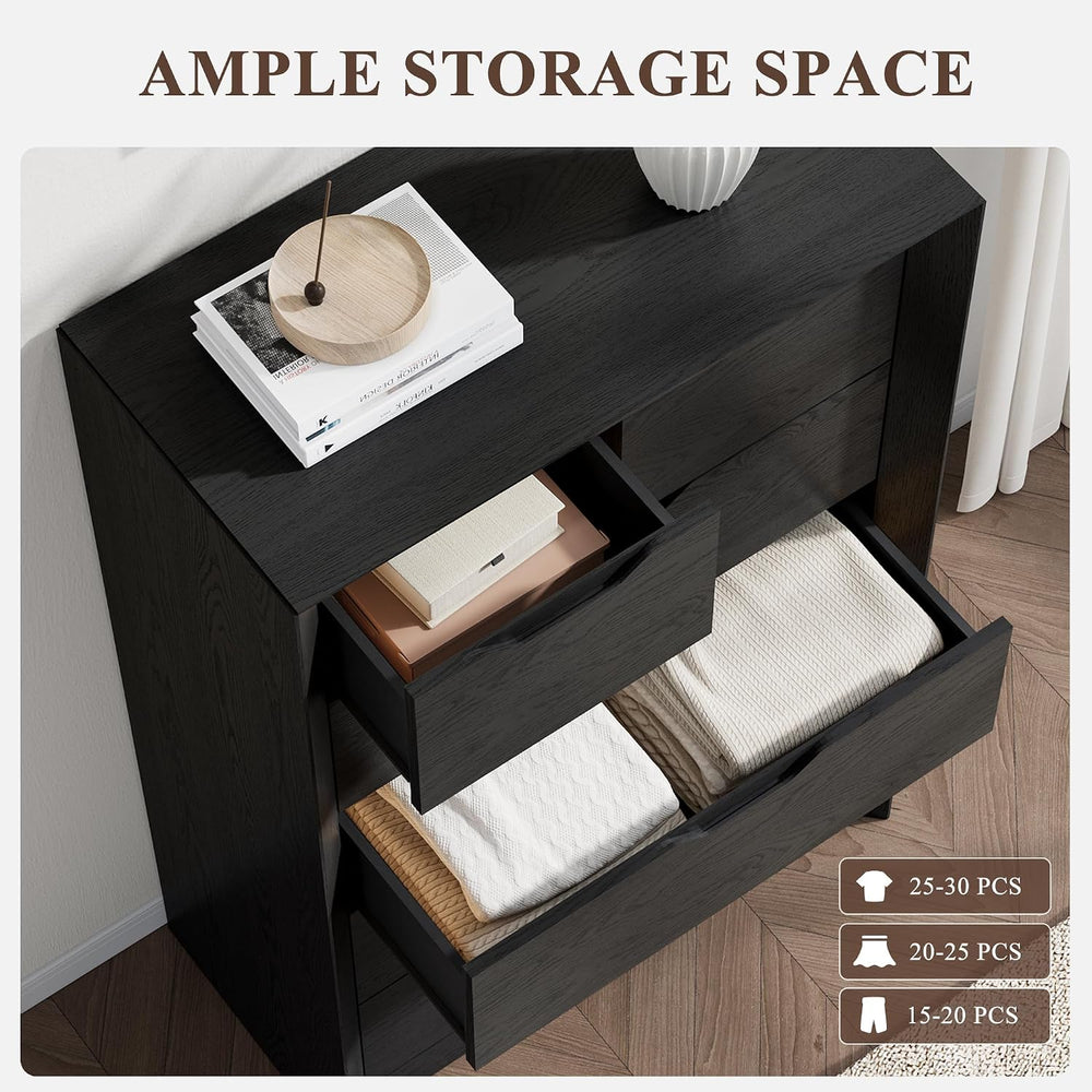 YANSNWO Black 6 Drawer Dresser for Bedroom, 47.4" Tall Chest of Drawers